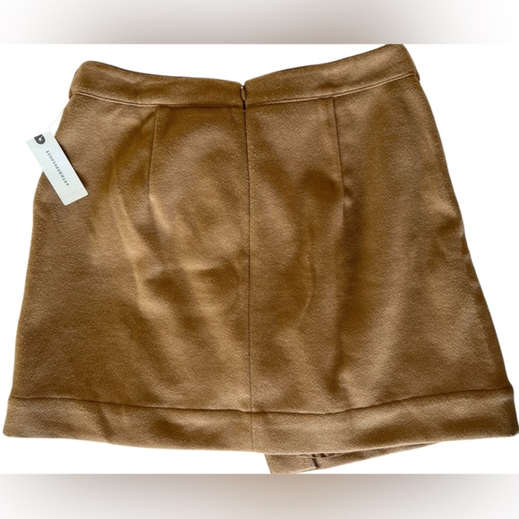 Anthropologie Camel Tan Wool Blend Belted Wrap Mini Skirt - Picture 5 of 12